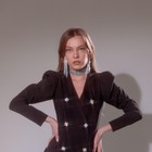 Серьги висячие со стразами «Лёд» полукруг, белые в серебре - Фото 4