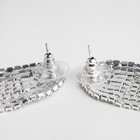 Серьги висячие со стразами «Лёд» полукруг, белые в серебре - Фото 5