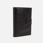 Портмоне мужское на кнопке, отдел для автодокументов, коричневое - Фото 1