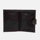 Портмоне мужское на кнопке, отдел для автодокументов, коричневое - Фото 3