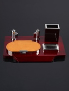 Набор настольный, органайзер 4 в 1, с визитницей, красное дерево - Фото 2