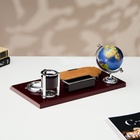 Набор настольный 5 в 1 с визитницей, красное дерево - Фото 3