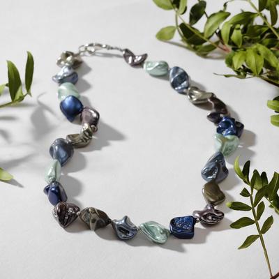 Бусы «Майорка» галтовка, цвет синий , 45см