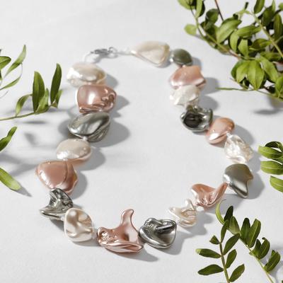 Бусы «Майорка» галтовка, цвет бело-розовый с серым , 45см