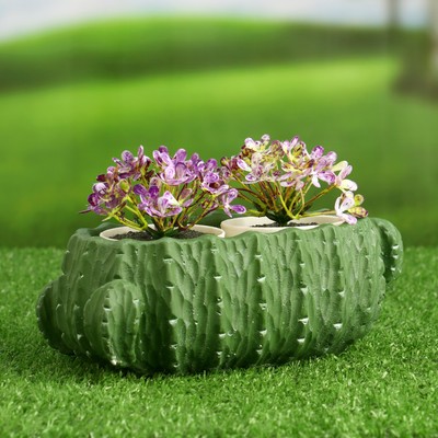 Кашпо - бонсай «Кактус» для цветов, 500 мл, 19×7×9 см, керамика, зелёное