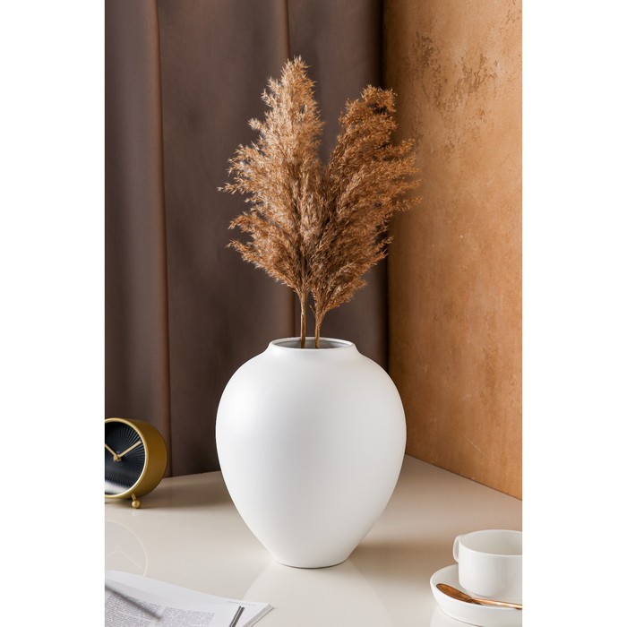 Ваза керамическая "Велеса", настольная, муар, белая, 25 см - Фото 1