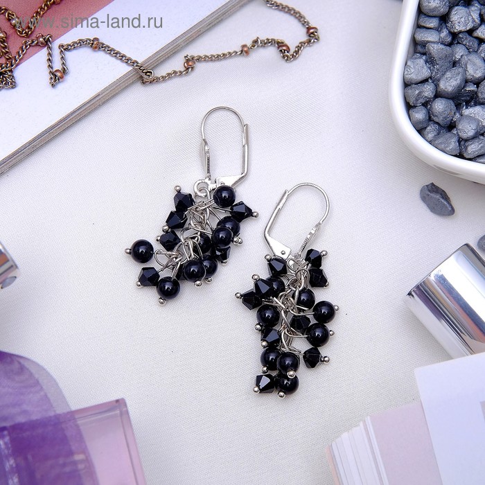 Серьги веточка «Агат чёрный» - Фото 1