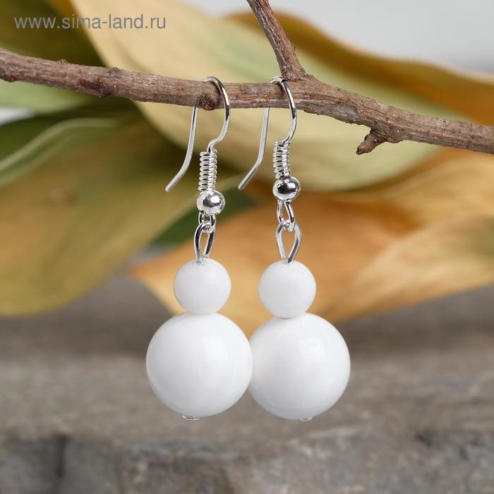 Серьги шар «Агат белый» - Фото 1