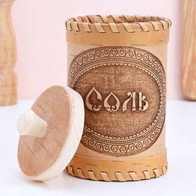 Туес «Соль», 8,5×8,5×12 см, микс, береста