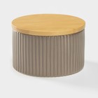 Банка для сыпучих «Дымка», 570 мл, 12×7.5 см, с бамбуковой крышкой, керамика, бежевая - Фото 1