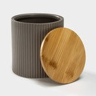 Банка для сыпучих «Дымка», 1.1 л, 12×13 см, с бамбуковой крышкой, керамика, бежевая - Фото 2