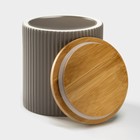 Банка для сыпучих «Дымка», 1.1 л, 12×13 см, с бамбуковой крышкой, керамика, бежевая - Фото 3