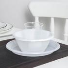 Набор одноразовой посуды, миска 600 мл, тарелка 20,5 см, стакан 200 мл, цвет прозрачный, белый - Фото 2