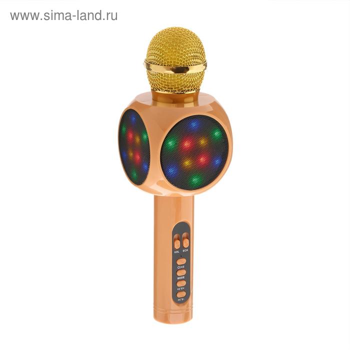 Колонка-микрофон для караоке WS-1816ch, 2х3 Вт, 2600 мАч, подсветка, золотистый - Фото 1