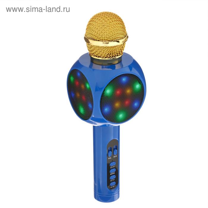 Колонка-микрофон для караоке WS-1816ch, 2х3 Вт, 2600 мАч, подсветка, синий - Фото 1
