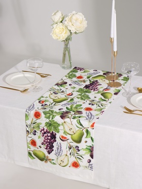 Дорожка на стол Этель «Фруктовый сад» 40×149см, 100% хлопок, саржа 190 г/м², белая