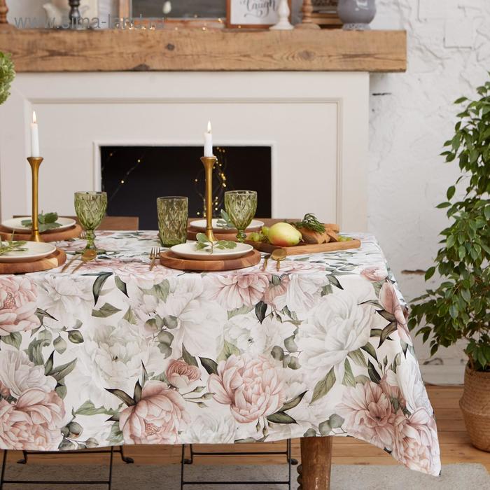 Скатерть Этель «Пионы» 149×180 см, 100% хлопок, саржа 190 г/м² - Фото 1