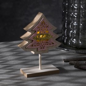 Светодиодная фигура «Ёлка» 11.5 × 16 × 5 см, дерево, батарейки CR2032, свечение тёплое белое