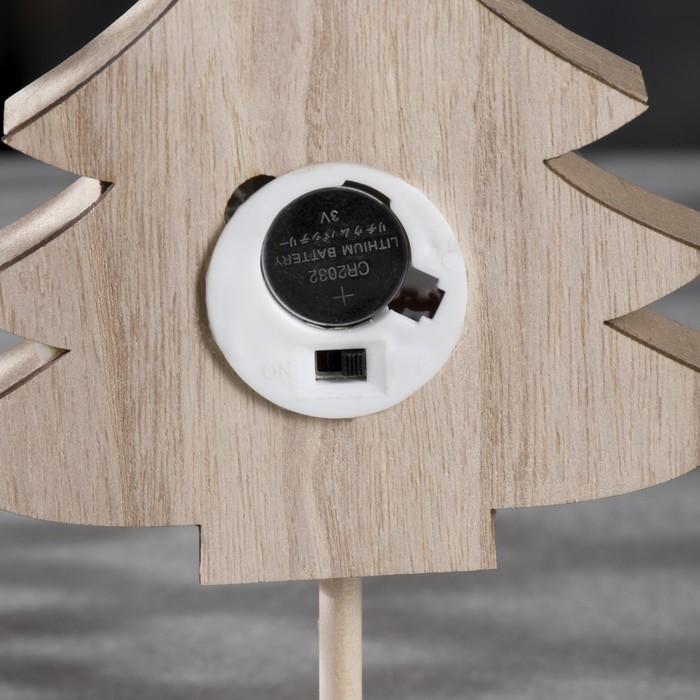 Светодиодная фигура «Ёлка» 11.5 × 16 × 5 см, дерево, батарейки CR2032, свечение тёплое белое - фото 1907176784