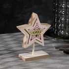 Светодиодная фигура «Звезда» 12 × 15.5 × 5 см, дерево, батарейки CR2032 (в комплекте), свечение тёплое белое - фото 6374685