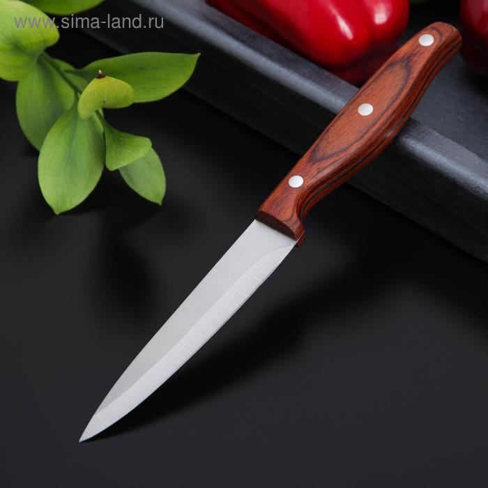 Нож кухонный Доляна «Оплот», 11,5 см, цельнометаллический - Фото 1