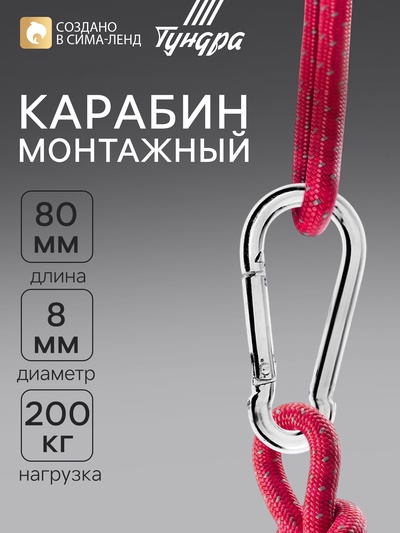Карабин ТУНДРА krep, DIN5299С, 8×80 мм, оцинкованный, 1 шт.