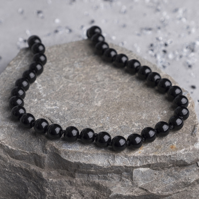 Бусы шар №10 «Агат чёрный», 45см