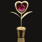 Сувенир «Цветочек», в виде сердца, 5×2×7,5 см, с кристаллом - Фото 1