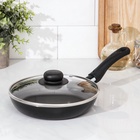 Сковорода Consul, d=20 см, стеклянная крышка, пластиковая ручка, антипригарное покрытие, алюминий, чёрная - Фото 7