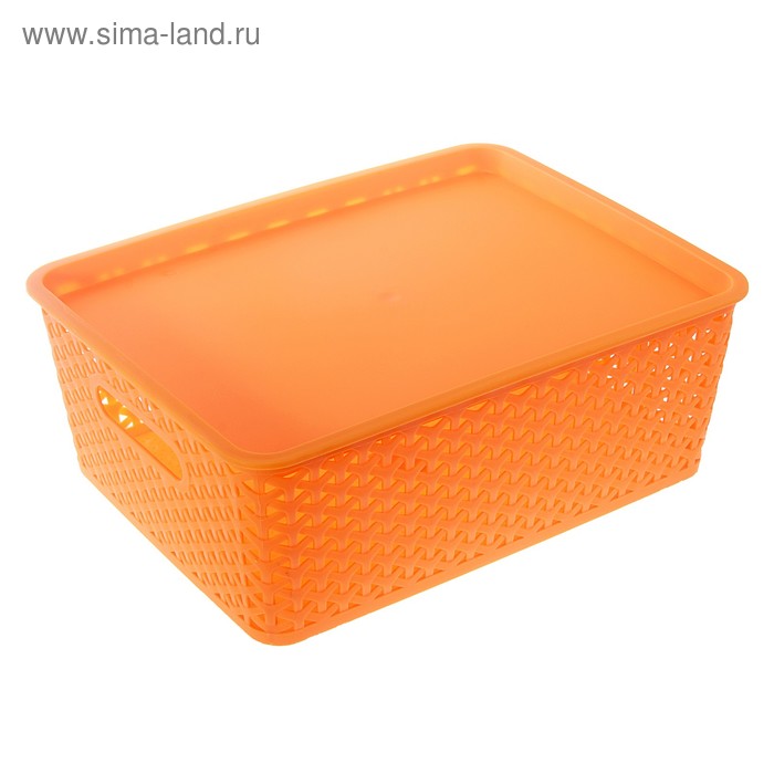 Контейнер для хранения 37*10*28 см "Плетенка",  оранжевый - Фото 1