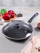 Сковорода Consul, d=28 см, пластиковая ручка, стеклянная крышка, антипригарное покрытие, алюминий, чёрная - Фото 6