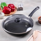 Сковорода Consul, d=28 см, пластиковая ручка, стеклянная крышка, антипригарное покрытие, алюминий, чёрная - Фото 6