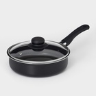 Сотейник Consul, 1,5 л, d=20 см, пластиковая ручка, стеклянная крышка, антипригарное покрытие, цвет чёрный - Фото 1