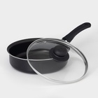 Сотейник Consul, 1,5 л, d=20 см, пластиковая ручка, стеклянная крышка, антипригарное покрытие, цвет чёрный - Фото 2