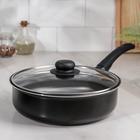 Сотейник Consul, 2.8 л, d=24 см, стеклянная крышка, пластиковая ручка, антипригарное покрытие, алюминий, чёрная - Фото 1