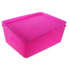 Контейнер для хранения 36*30*14 см "Плетенка", малиновый - Фото 1
