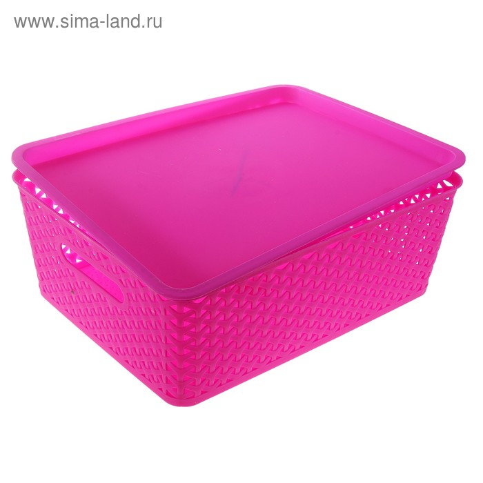 Контейнер для хранения 36*30*14 см "Плетенка", малиновый - Фото 1
