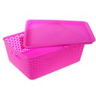 Контейнер для хранения 36*30*14 см "Плетенка", малиновый - Фото 2