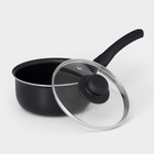 Ковш Consul d=16 см, 1.2 л, стеклянная крышка, пластиковая ручка, антипригарное покрытие, алюминий, чёрный - Фото 2