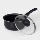 Ковш Consul d=18 см, 2 л, пластиковая ручка, стеклянная крышка, антипригарное покрытие, цвет чёрный - Фото 2