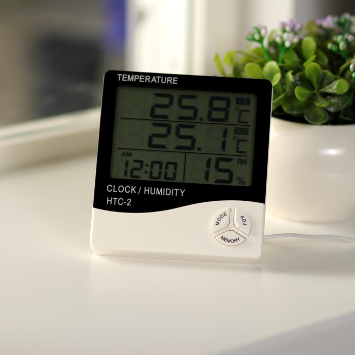 Термометр Luazon LTR-16, электронный, 2 датчика температуры, датчик влажности, белый - фото 1902799425