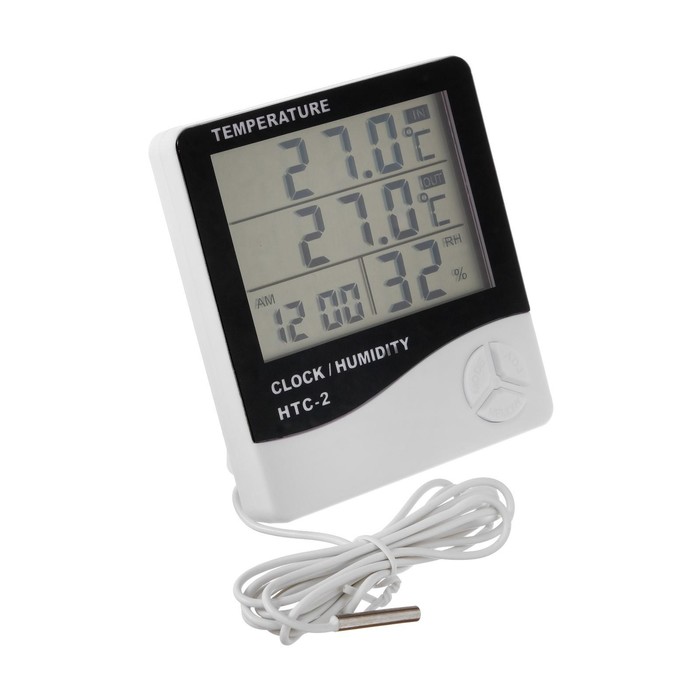 Термометр Luazon LTR-16, электронный, 2 датчика температуры, датчик влажности, белый - фото 1882139870