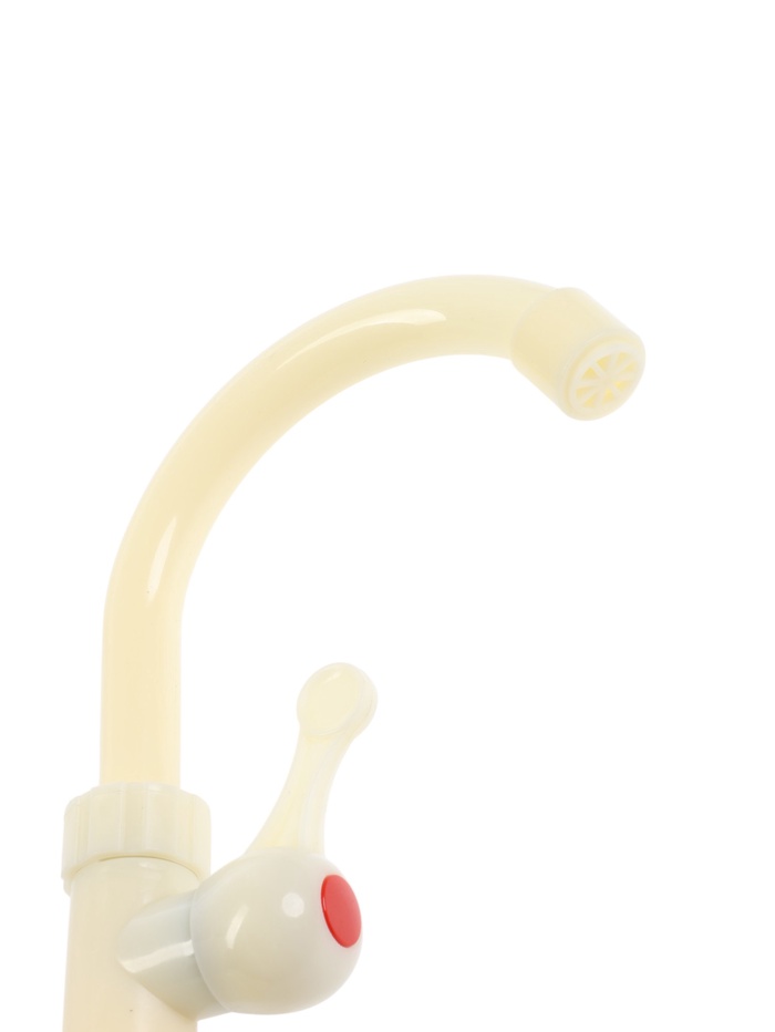 Кран на одну воду ZEIN Z2020, плоская ручка, пластик, R-образный излив, цвет «рисовый» - Фото 1