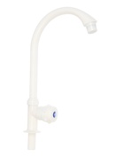 Кран на одну воду ZEIN Z2019, круглая ручка, пластик, высокий R-образный излив, белый - Фото 3