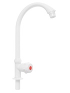 Кран на одну воду ZEIN Z2019, круглая ручка, пластик, высокий R-образный излив, белый - фото 67924675