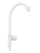 Кран на одну воду ZEIN Z2019, круглая ручка, пластик, высокий R-образный излив, белый - фото 67924676