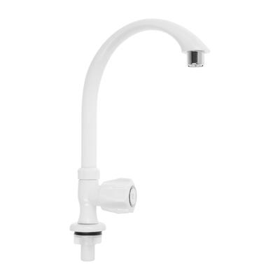 Кран на одну воду ZEIN Z2021, пластик, хромированный аэратор, высокий R-образный излив, белый