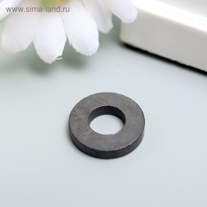 Магнит технический чёрный круглый с отверстием 16х7х3 мм - Фото 1