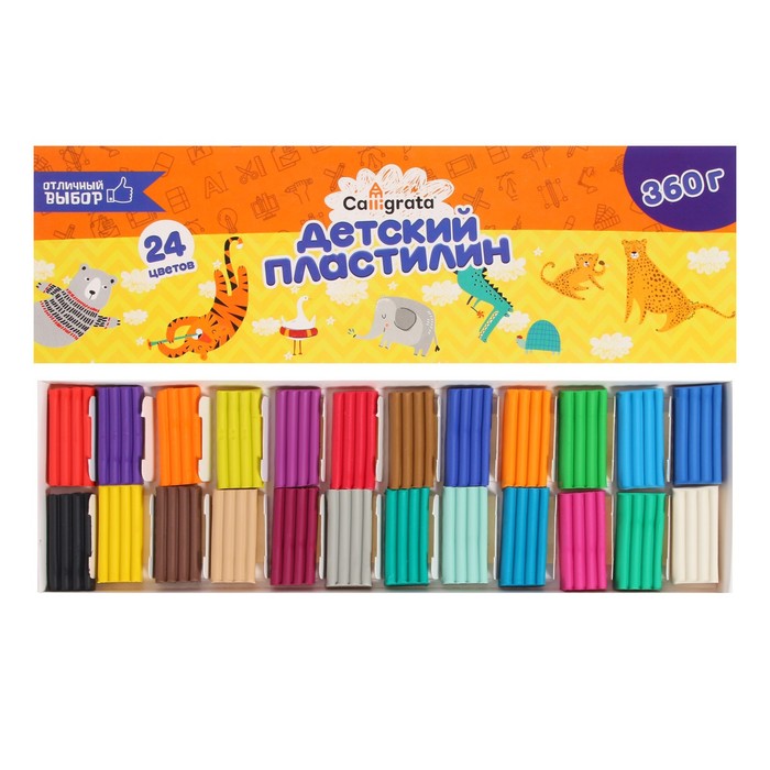 Пластилин Calligrata, 24 цвета, 360 г - Фото 1
