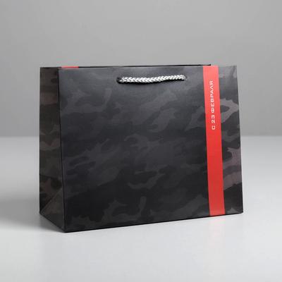 Пакет подарочный ламинированный горизонтальный, упаковка, «С 23 февраля», MS 23 х 18 х 10 см
